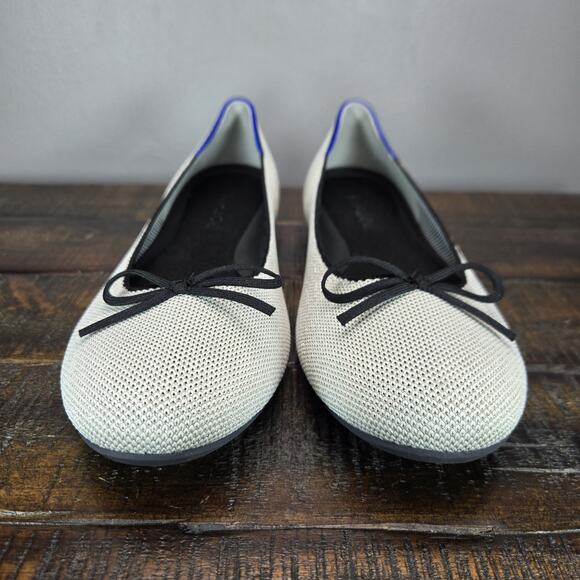 NEW Rothys The Ballet Flat Bow Womens 9 Flats Slip On Ballet Shoes Silver White - Picture 3 of 11